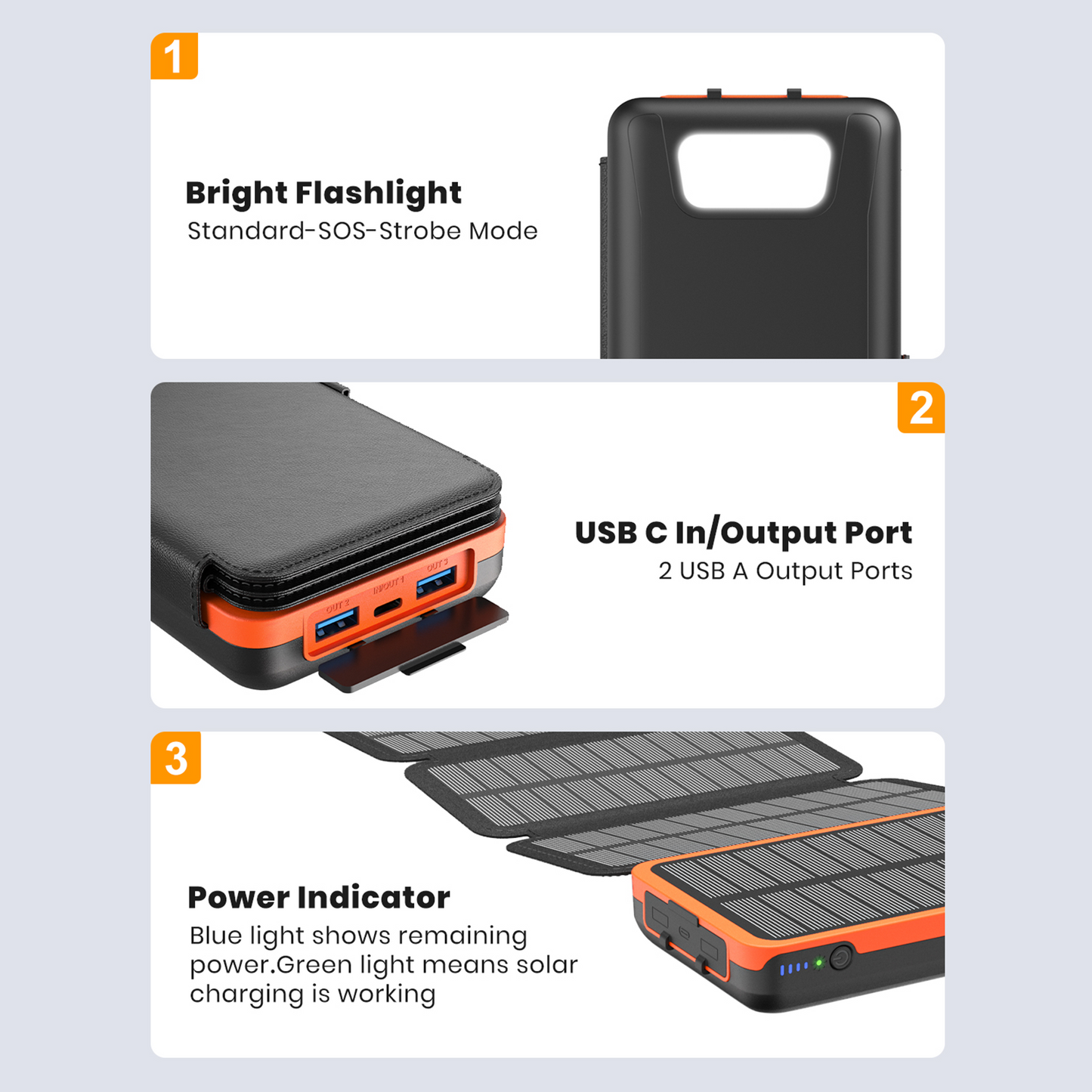 CONXWAN Solar Power Bank 27000mAh