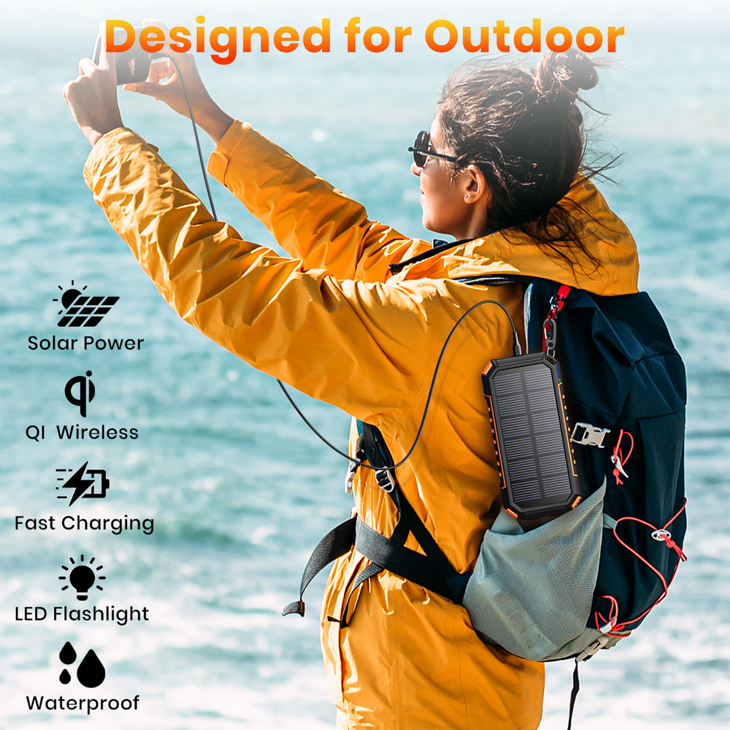 CONXWAN Wireless Solar Power Bank 26800mAh